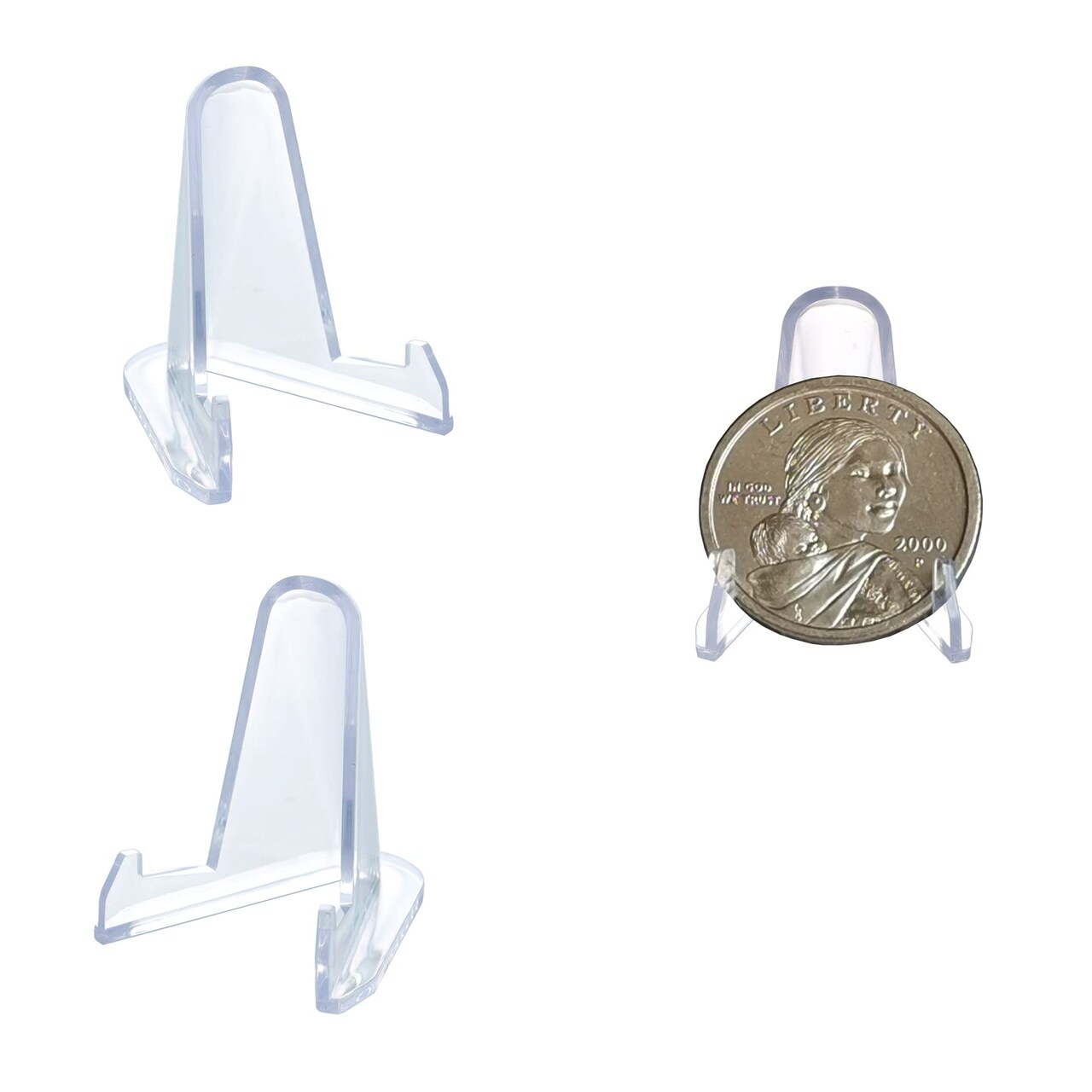 25 Pieces (1.4 Inch) Acrylic Easel Stands Display Stands/Plate Stands Coin Display Easel Holder for Air-Tite Coins Pocket Watches Capsules Challenge Medals Casino Chips , Photo Display,Baseball Sports